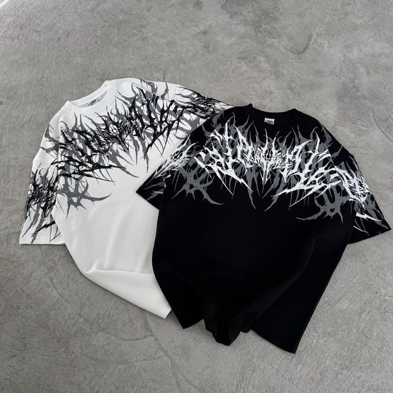 Streetwear Brand Fonts - Kaos Oversize Unisex Merk Y2K Goth