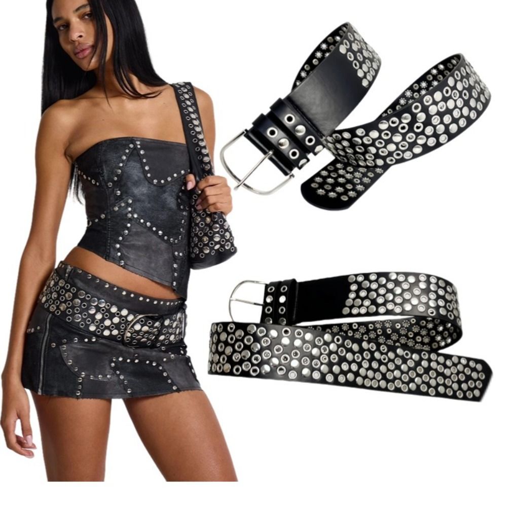 Streetwear Brand Belts - Sabuk Rivet Punk Hollow Eyelet Desain