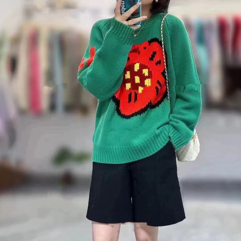 Streetwear Brand Flower - Sweater wanita kasmir murni, sweater bunga