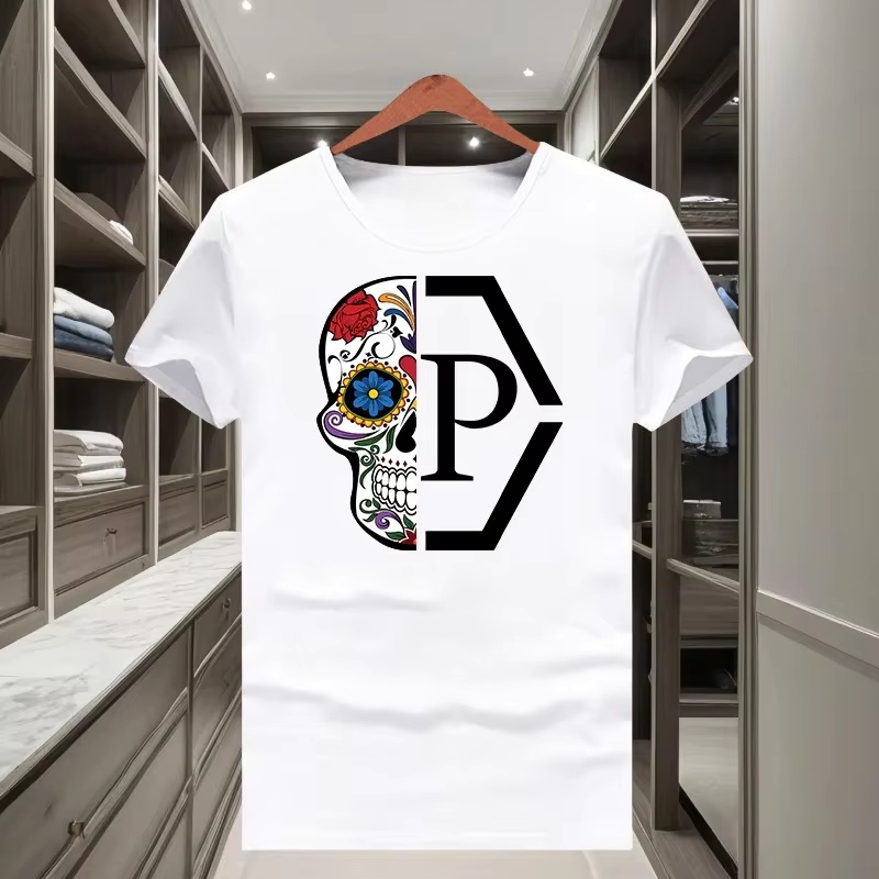 Streetwear Brand Flower - Kaos Setengah Tengkorak Bunga Merek Klasik
